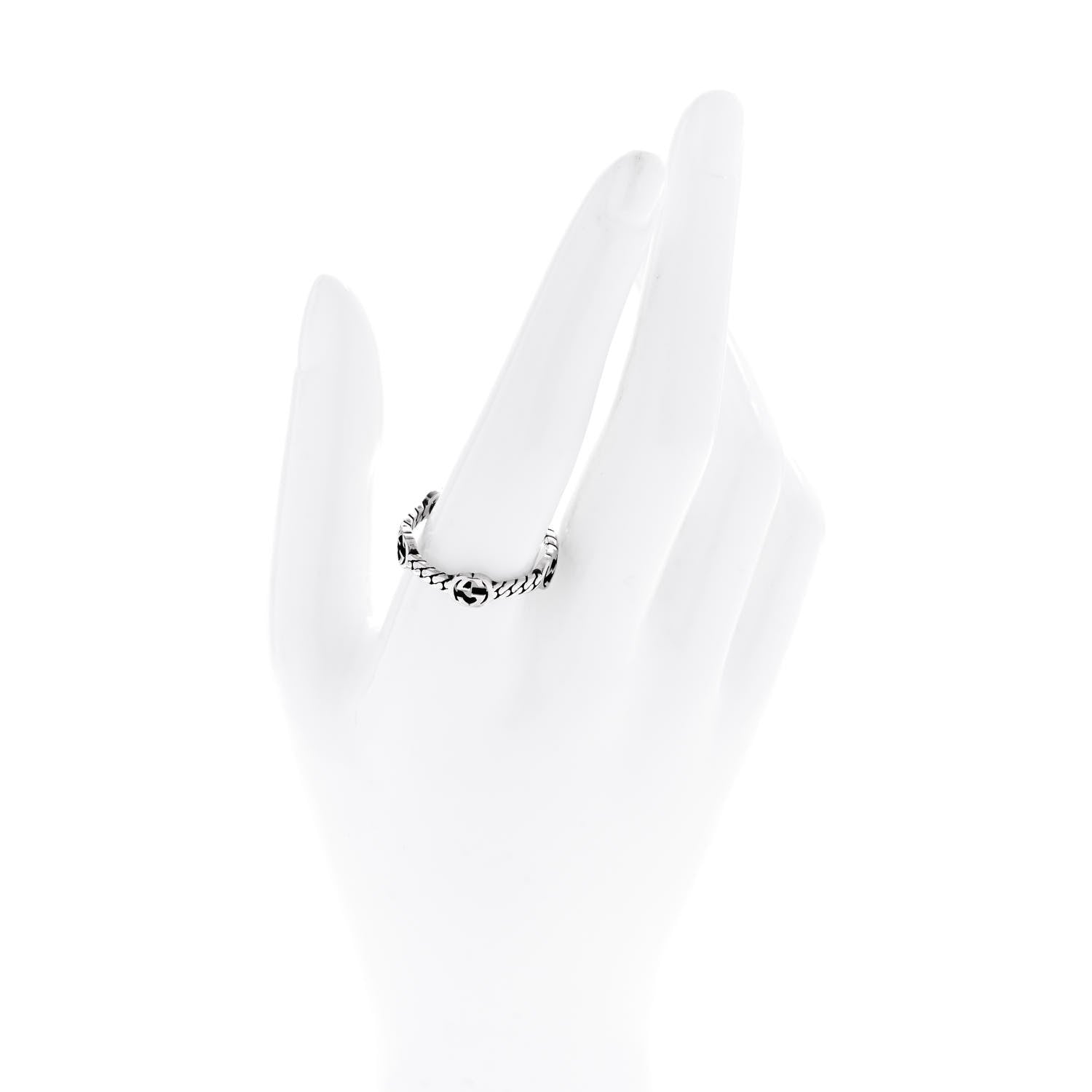 Gucci Sterling Silver Interlocking G Chain Ring 64 10.75 2 of 5