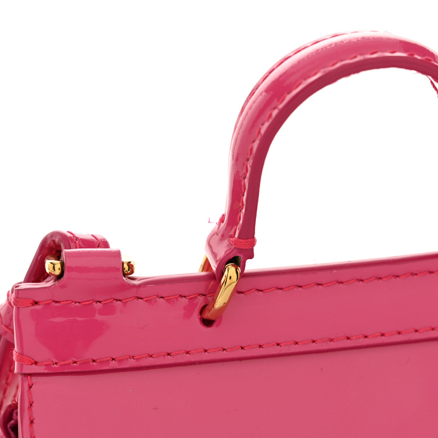 Dolce & Gabbana Patent Mini DG Girls Miss Sicily Satchel Dark Pink