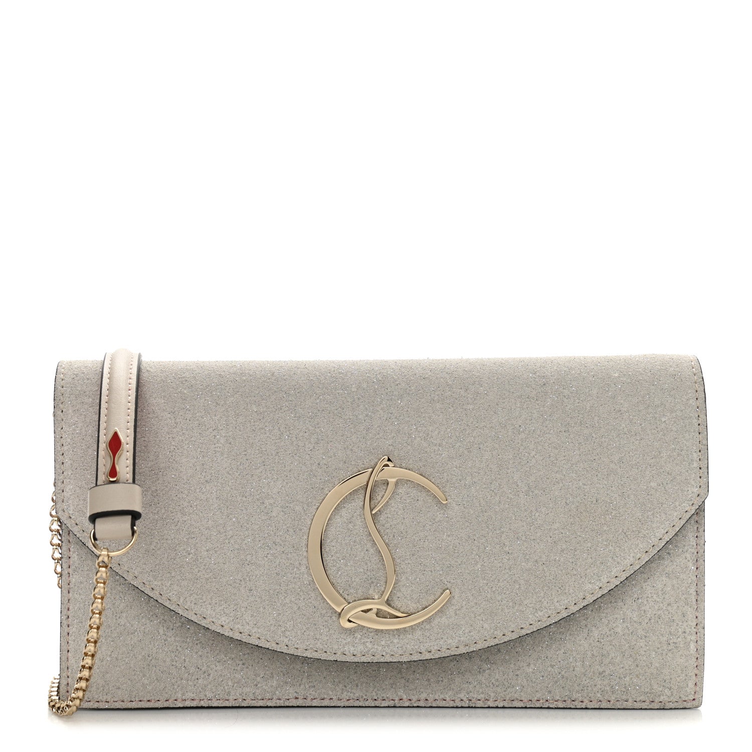 Christian Louboutin Glitter Calfskin Loubi54 Crossbody Clutch Silver 1 of 9