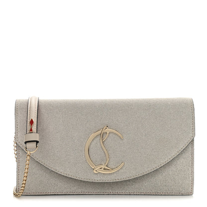 Christian Louboutin Glitter Calfskin Loubi54 Crossbody Clutch Silver 1 of 9