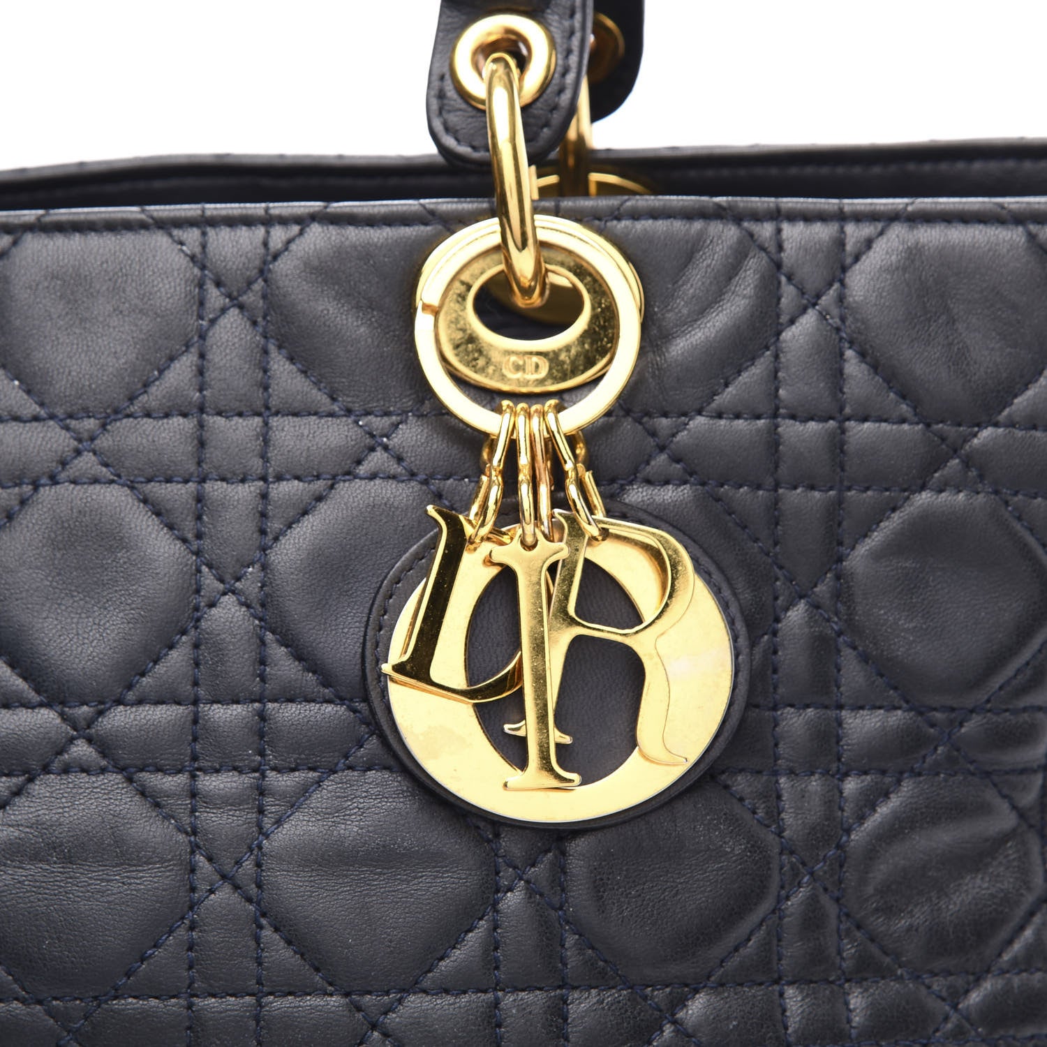 Christian Dior Lambskin Cannage Large Lady Dior Navy 9 of 10