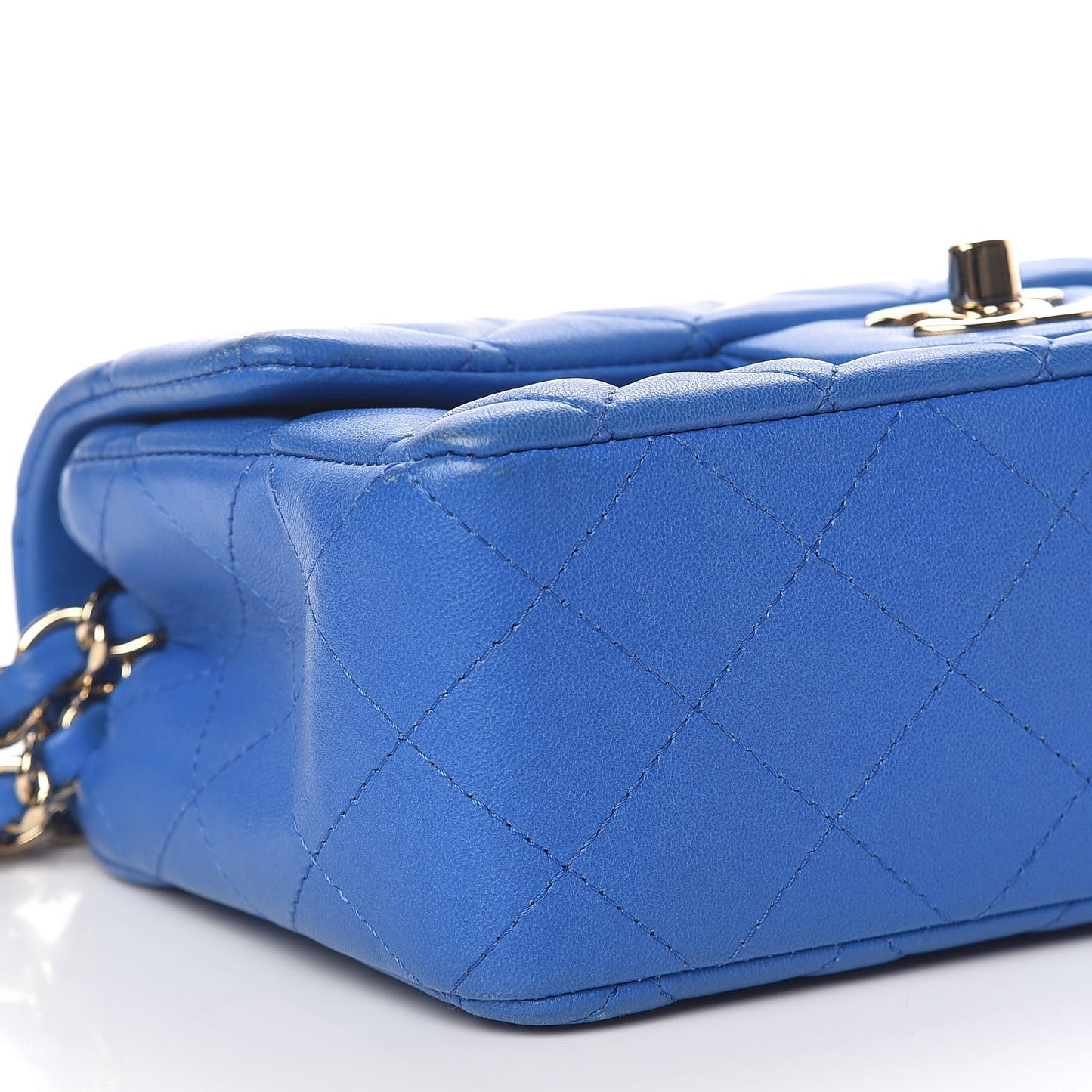 Lambskin Quilted Mini Rectangular Flap Blue
