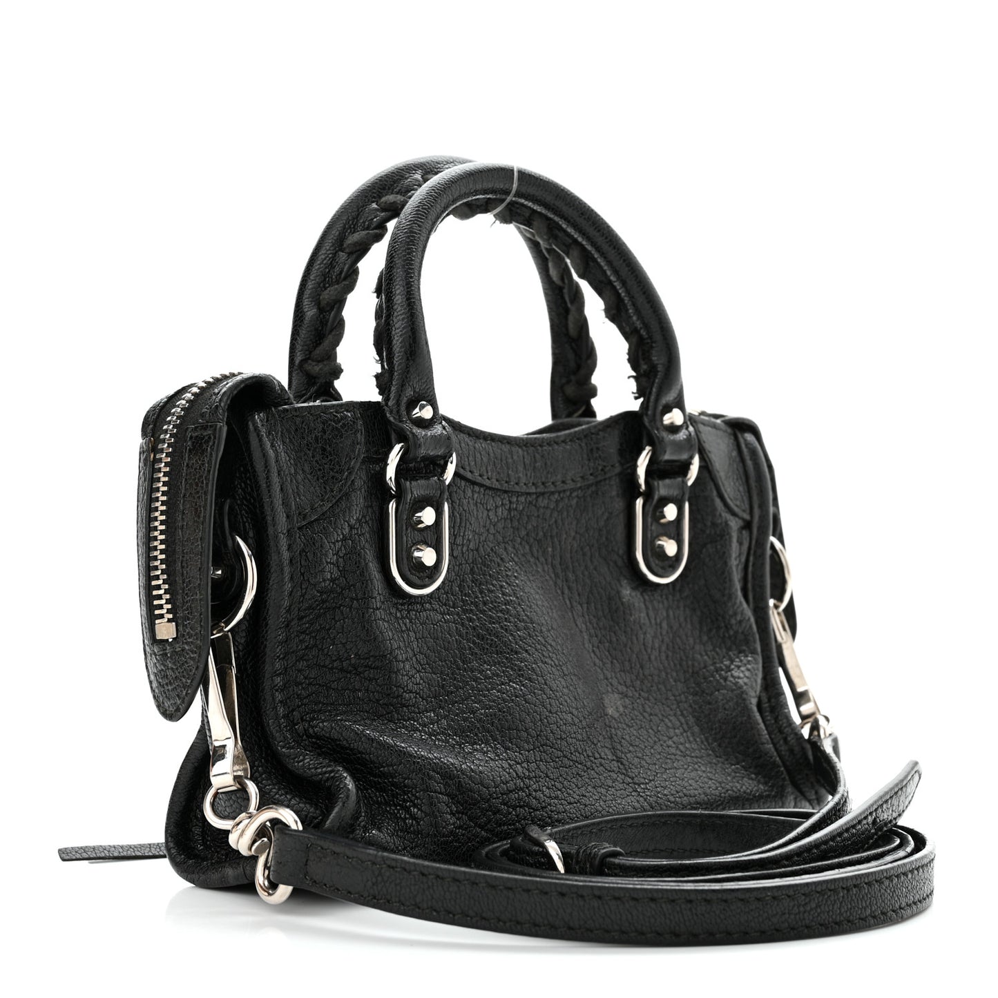 Chevre Silver Metallic Edge Hardware Nano City Black