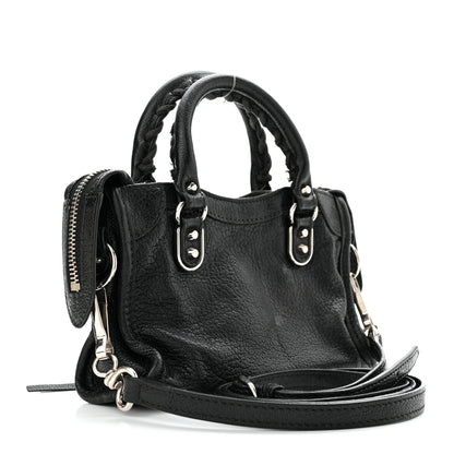 Balenciaga Chevre Silver Metallic Edge Hardware Nano City Black 3 of 11