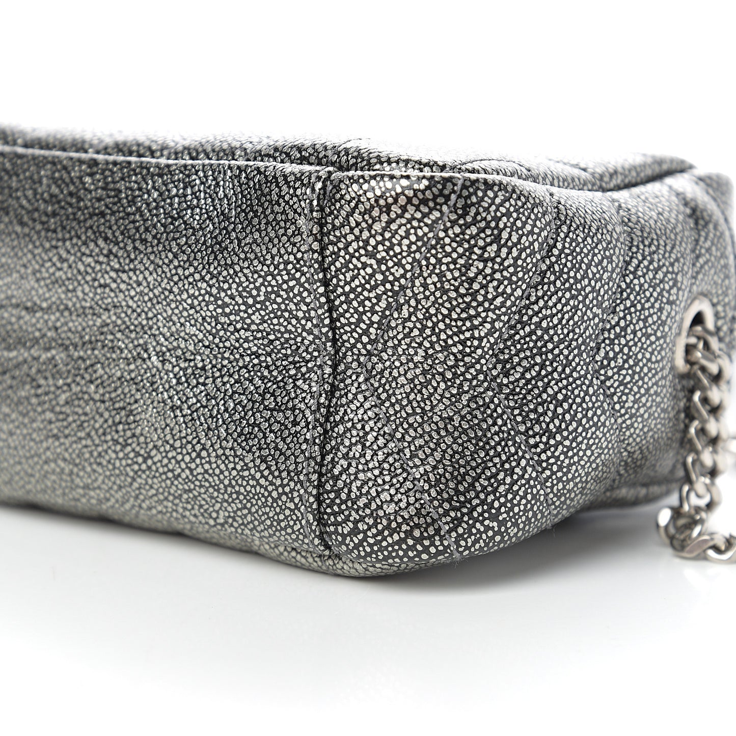 Metallic Grain De Poudre Y Quilted Monogram Mini Loulou Camera Bag Gun Metal
