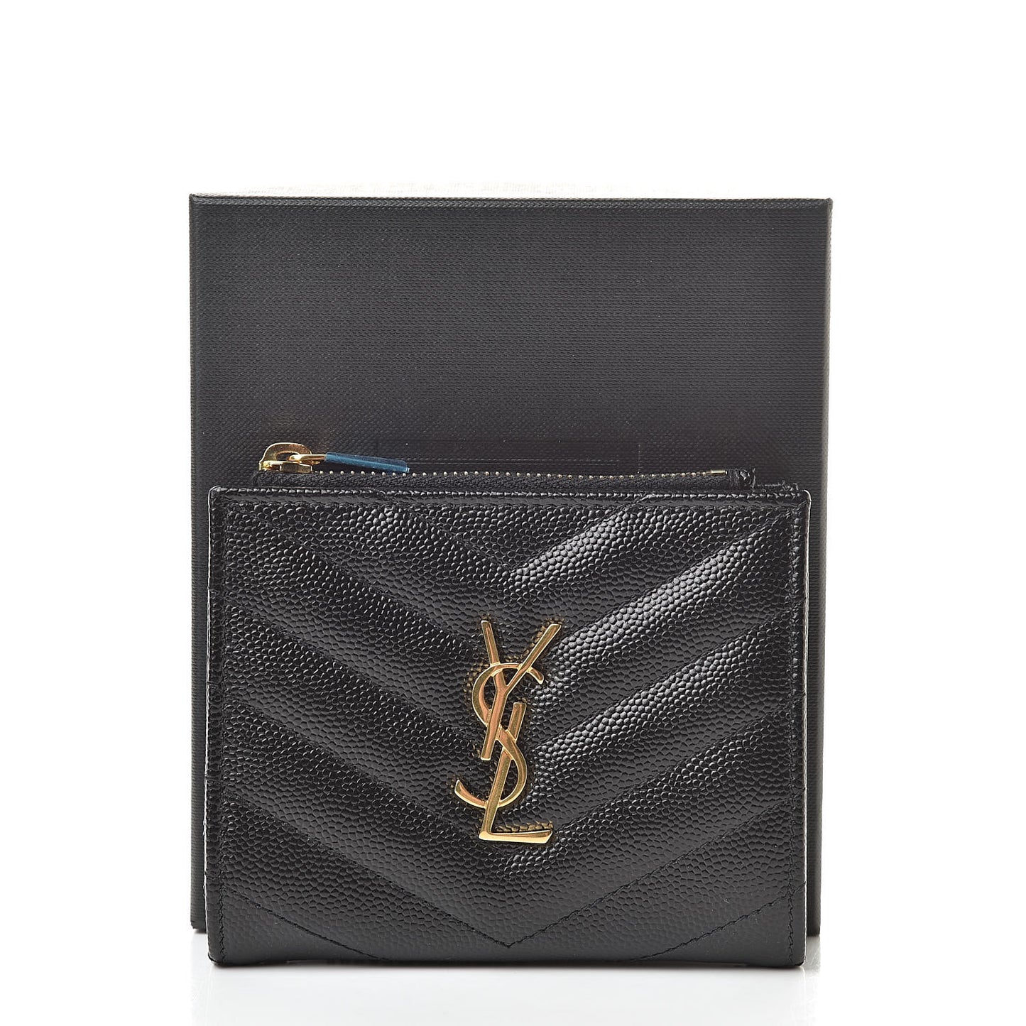 Grain De Poudre Matelasse Chevron Monogram Zipped Card Case Black