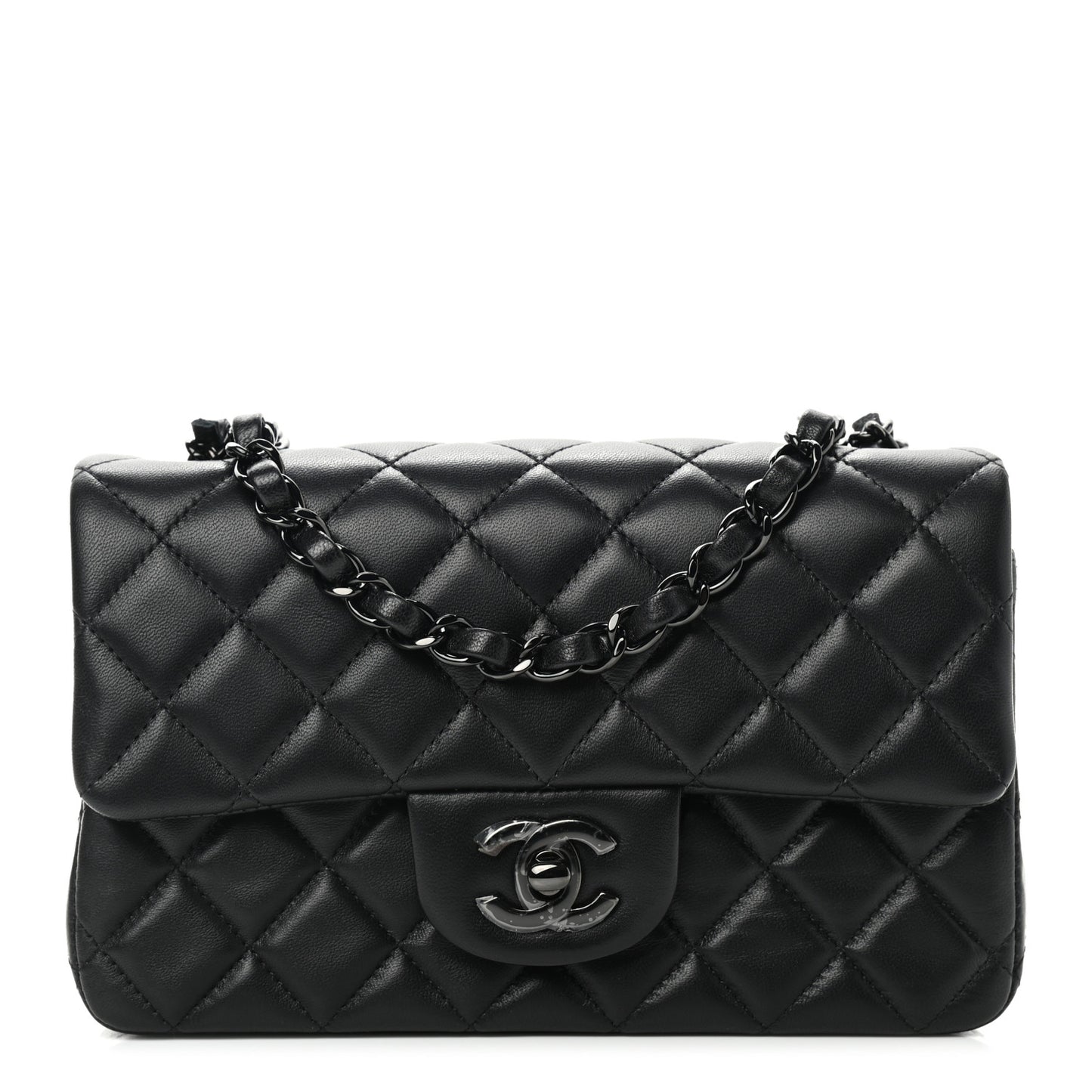 Lambskin Quilted Mini Rectangular Flap So Black