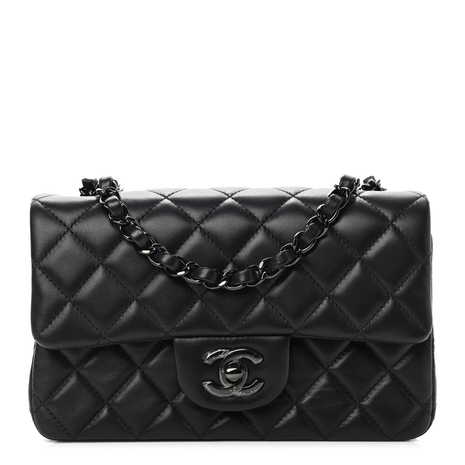 Chanel Lambskin Quilted Mini Rectangular Flap So Black 1 of 9