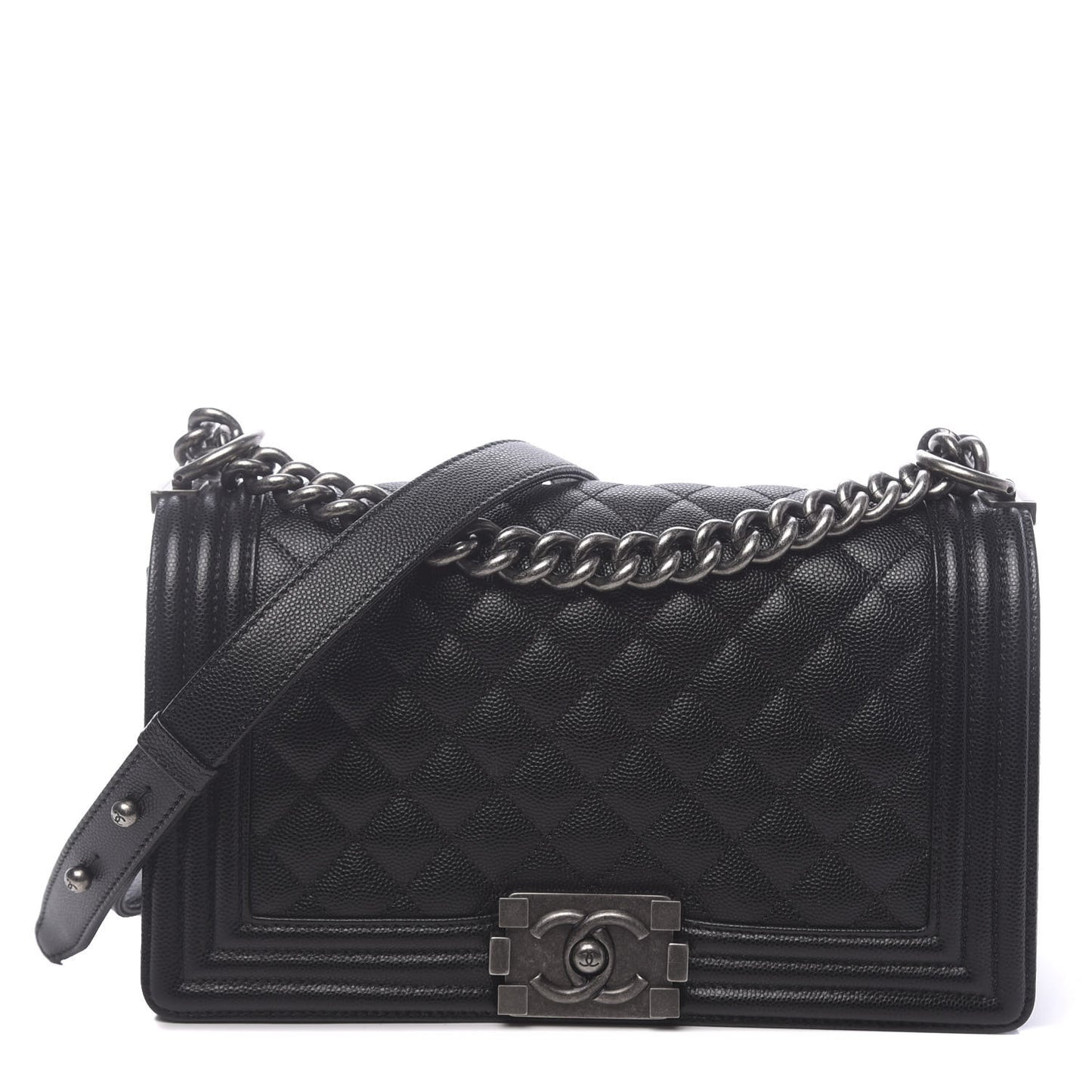 Caviar Quilted Medium Boy Flap Black