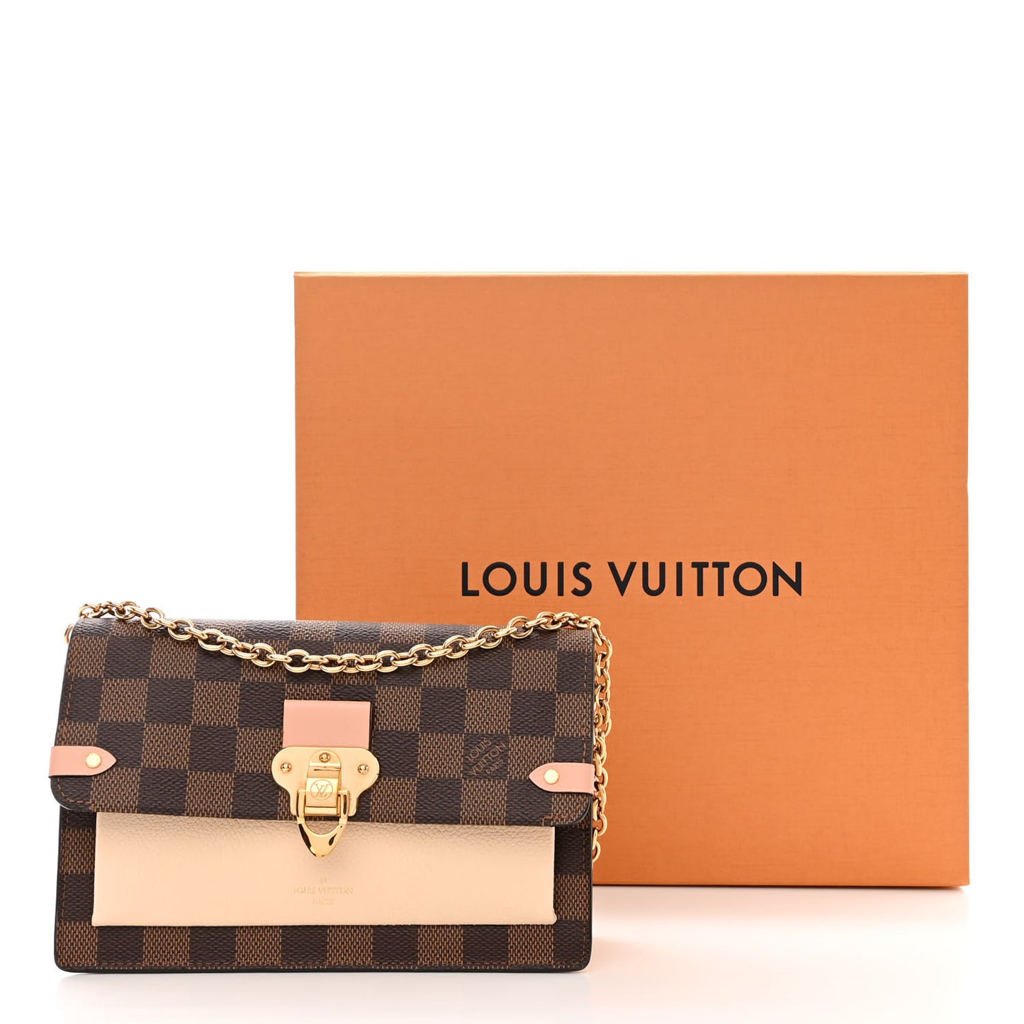 Damier Ebene Vavin Chain Wallet Creme