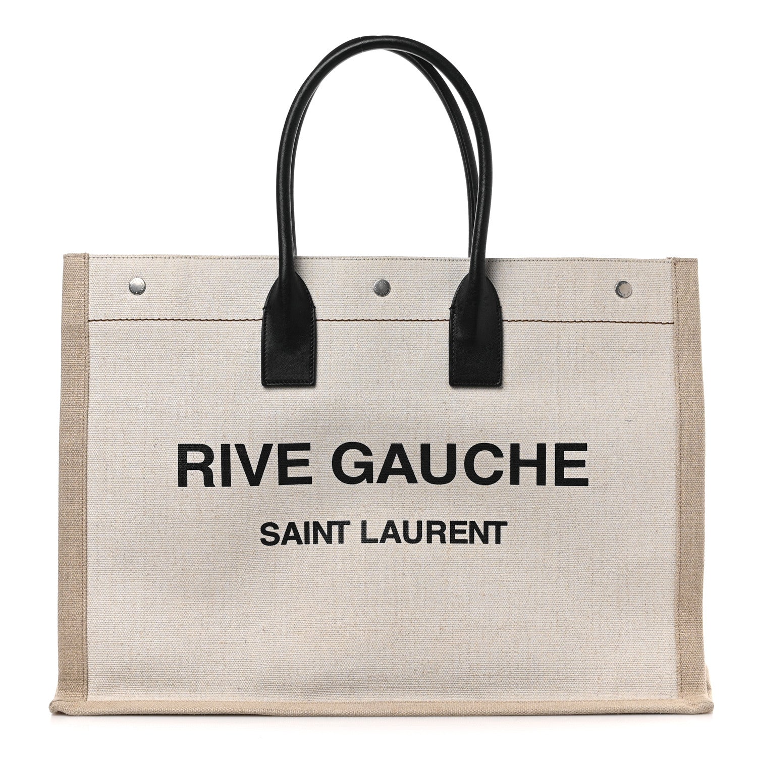 Saint Laurent Linen Calfskin Rive Gauche Tote Optic White 1 of 11