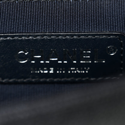 Chanel Caviar Chevron Quilted New Medium Boy Flap Dark Navy Blue 6 of 10