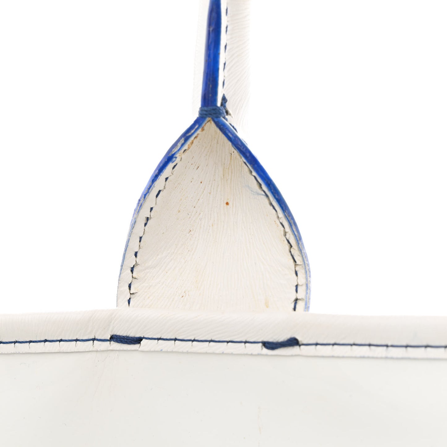 Calfskin Canvas Basket Sea Medium Tote White Blue