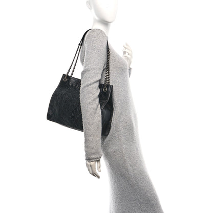 Saint Laurent Crinkled Calfskin Matelasse Monogram Medium Niki Shopper Tote Black 2 of 10