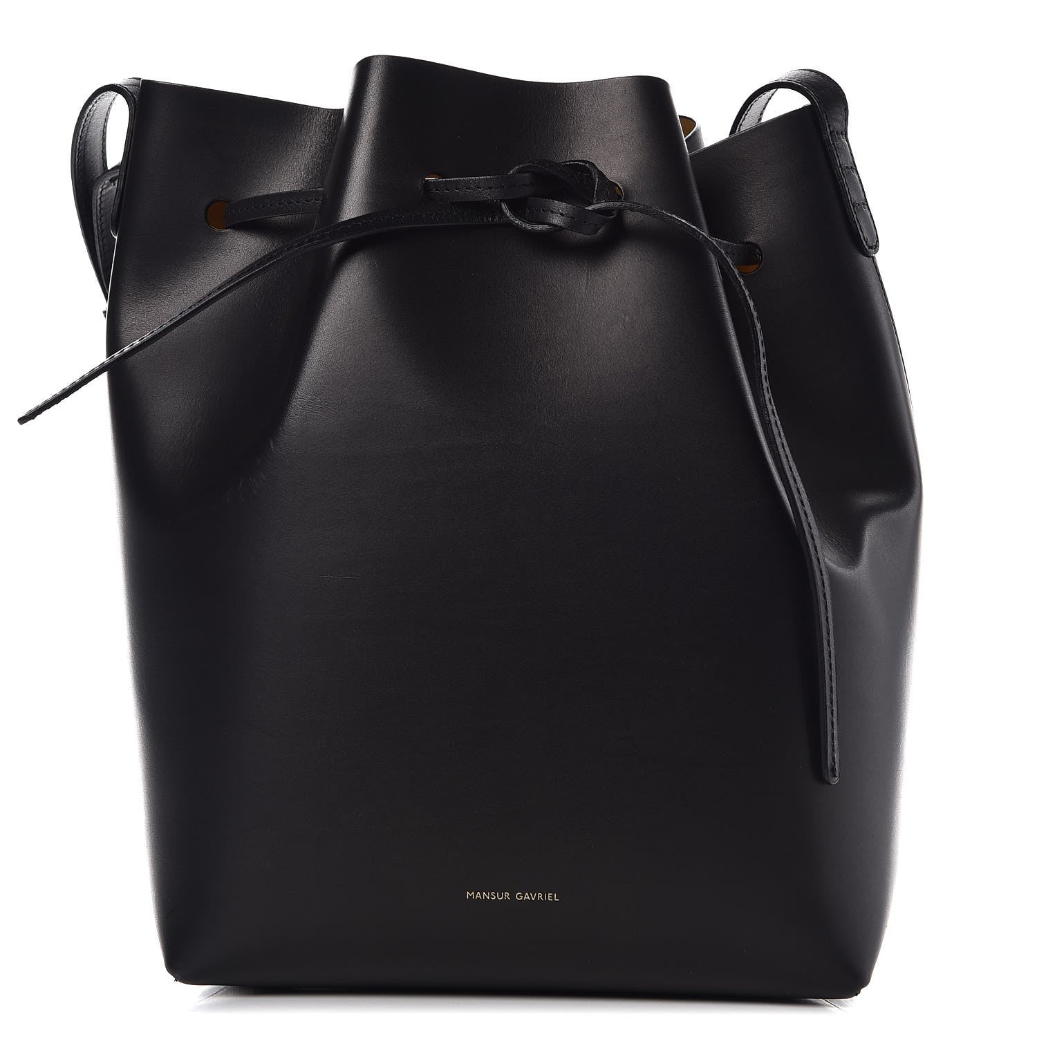 Mansur Gavriel Vegetable Tanned Calfskin Bucket Bag Black Oro 1 of 12