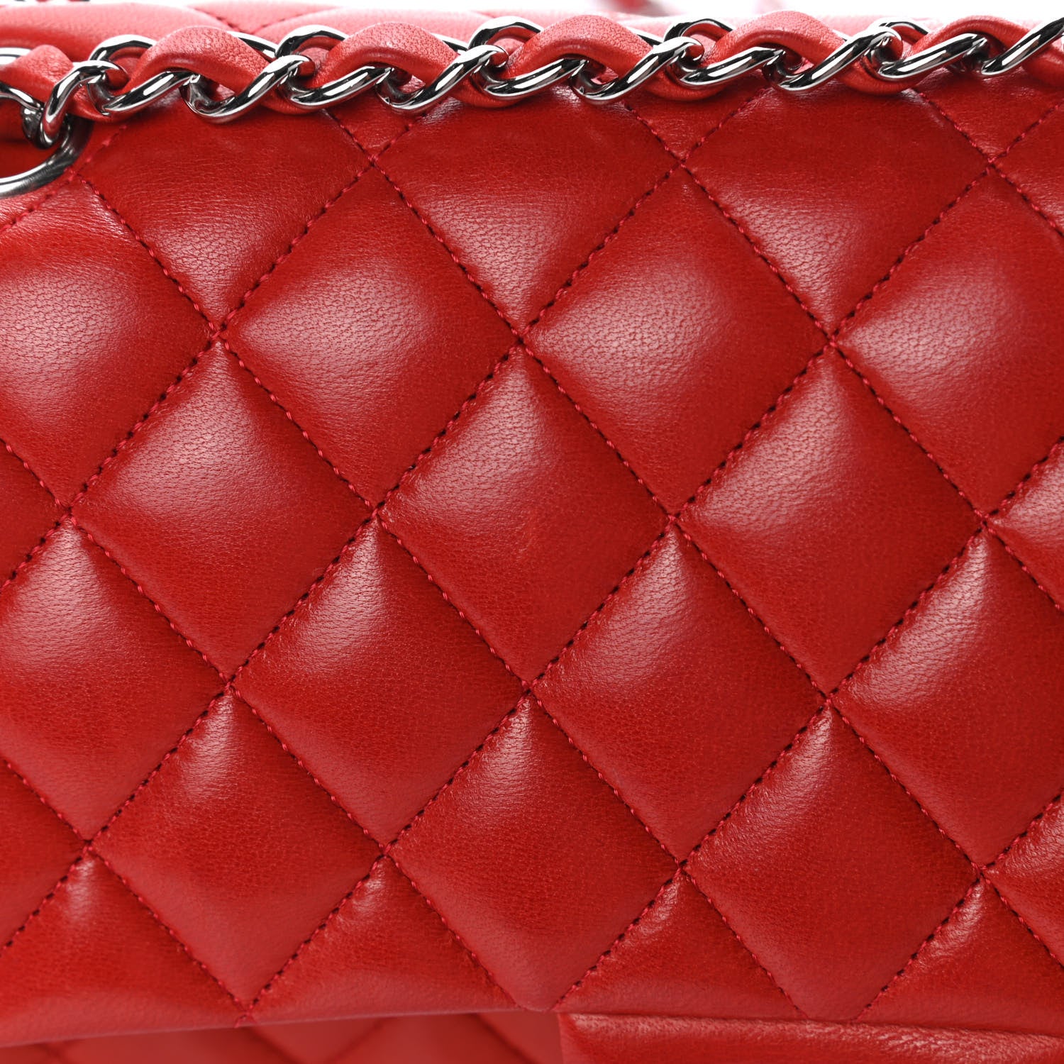 Chanel Lambskin Quilted Medium Double Flap Red 13 of 20