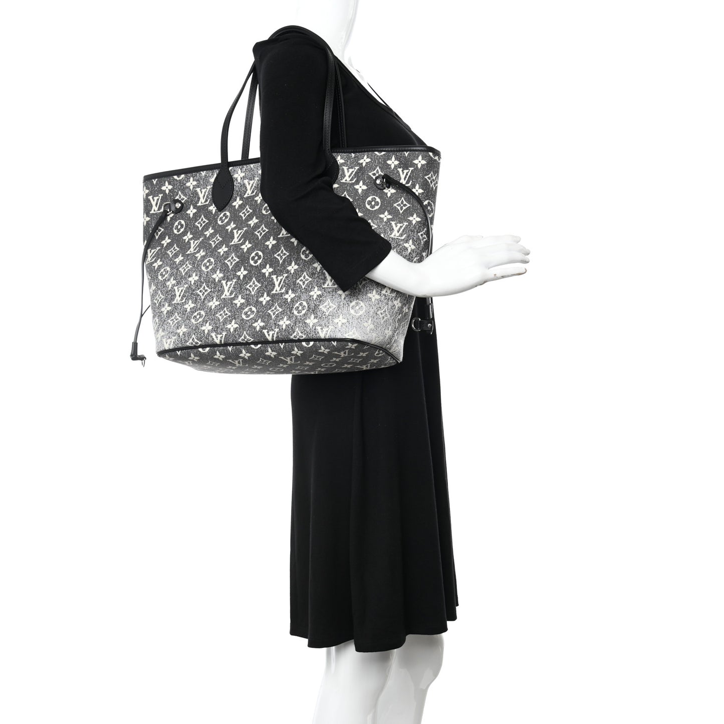 Denim Monogram Jacquard Neverfull MM Grey