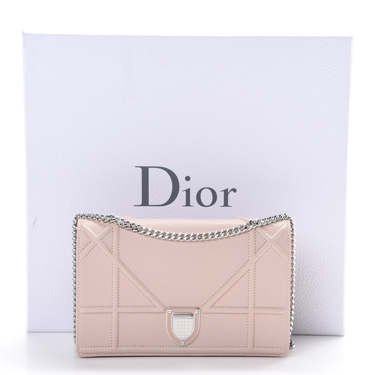 Christian Dior Grained Calfskin Diorama Wallet on Chain Pouch Rose Poudre 10 of 10