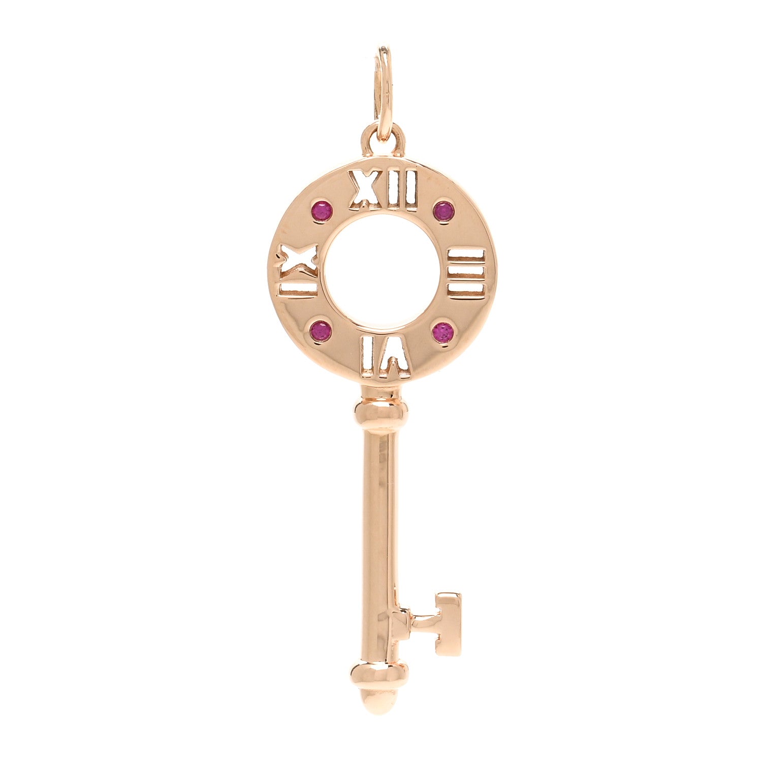 Tiffany 18K Rose Gold Ruby Atlas Pierced Key Pendant 1 of 3
