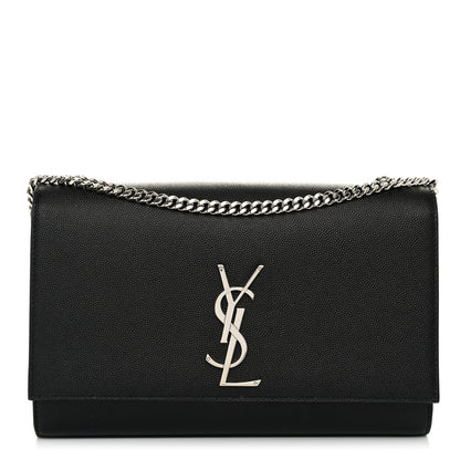 Saint Laurent Grain De Poudre Medium Classic Monogram Kate Satchel Black 1 of 9