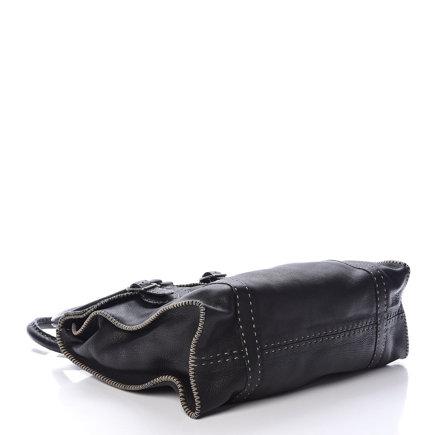 Fendi Calfskin Romano Selleria Tote Black 4 of 8