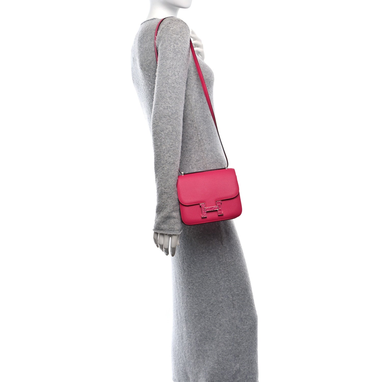 Hermes Epsom Shiny Alligator Constance 18 Rose Mexico 2 of 10