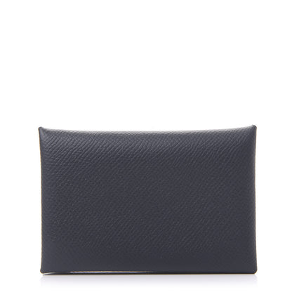 Hermes Epsom Verso Calvi Card Case Bleu Indigo Vert Amande 1 of 9
