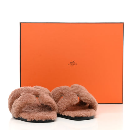 Hermes Woolskin Oran Sandals 38 Rose Aube 10 of 10