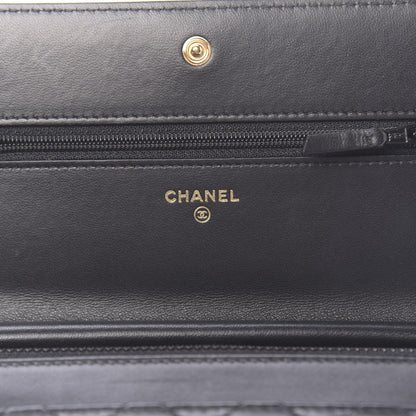 Chanel Lambskin Quilted Boy Wallet On Chain WOC Navy Blue 6 of 12