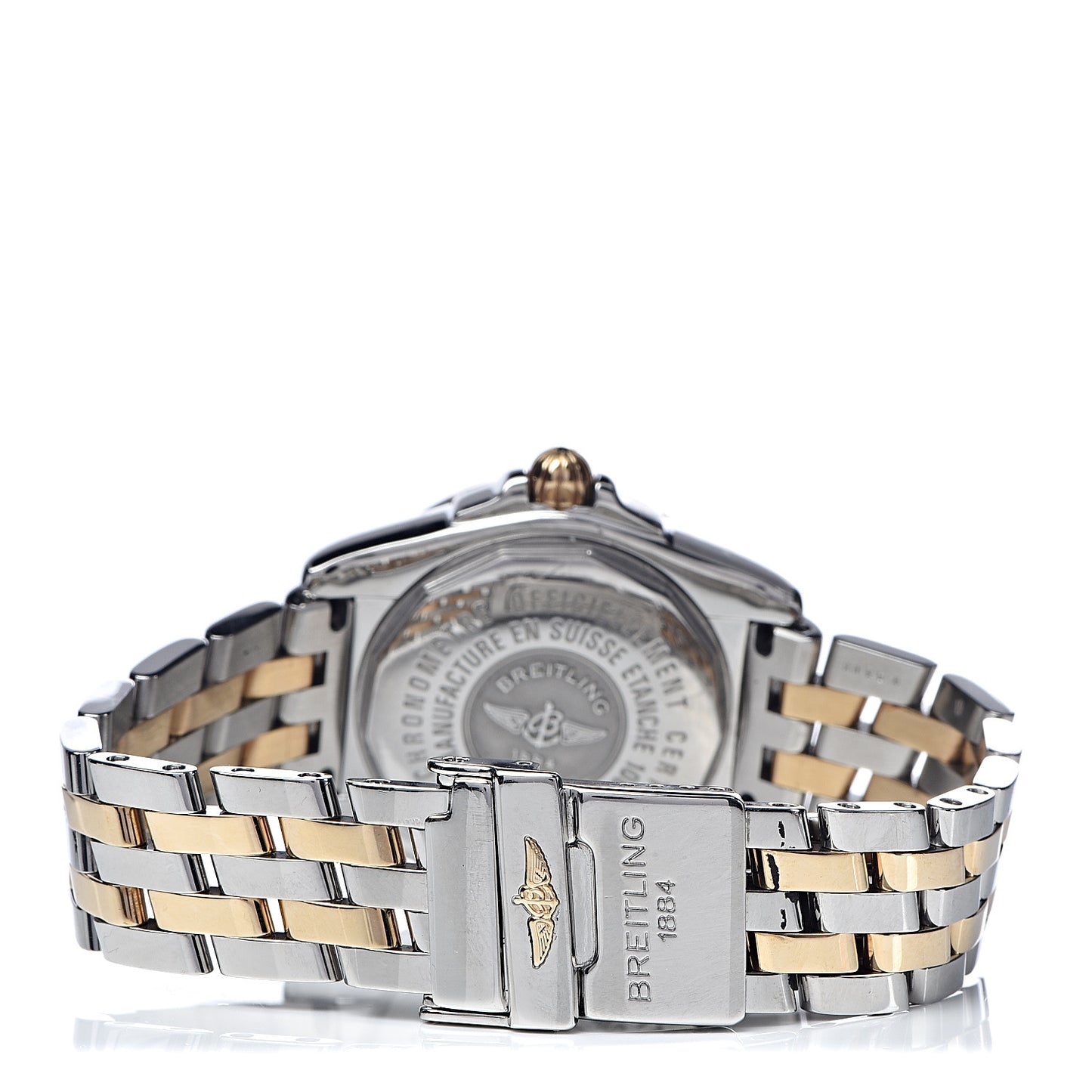 Stainless Steel 18K Yellow Gold Diamond Mother of Pearl 32mm Galactic Quartz Watch D71356
