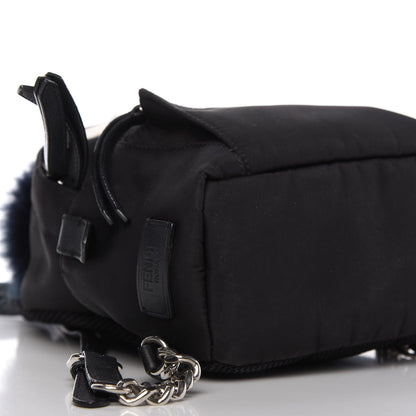 Fendi Nylon Vitello Fox Goat Fur Monster Eyes Mini Backpack Black Multicolor Sky 6 of 11