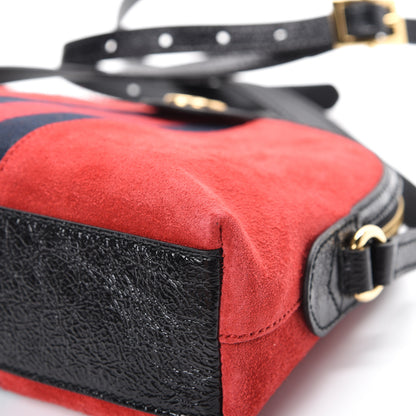 Gucci Suede Patent Web GG Small Ophidia Dome Shoulder Bag Hibiscus Red 9 of 12