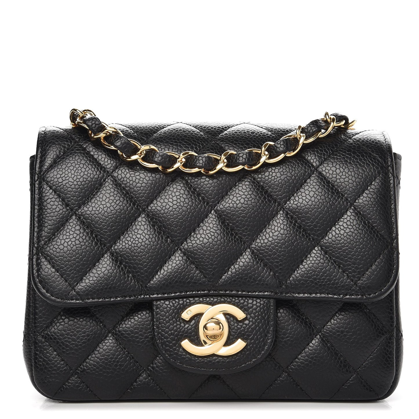 Caviar Quilted Mini Square Flap Black
