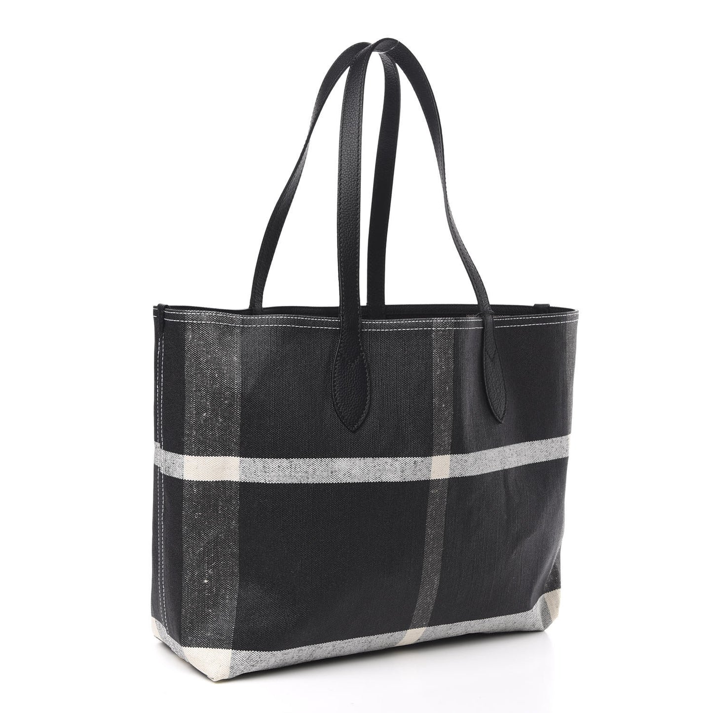 Coated Canvas Mega Check Medium Doodle Tote Black White
