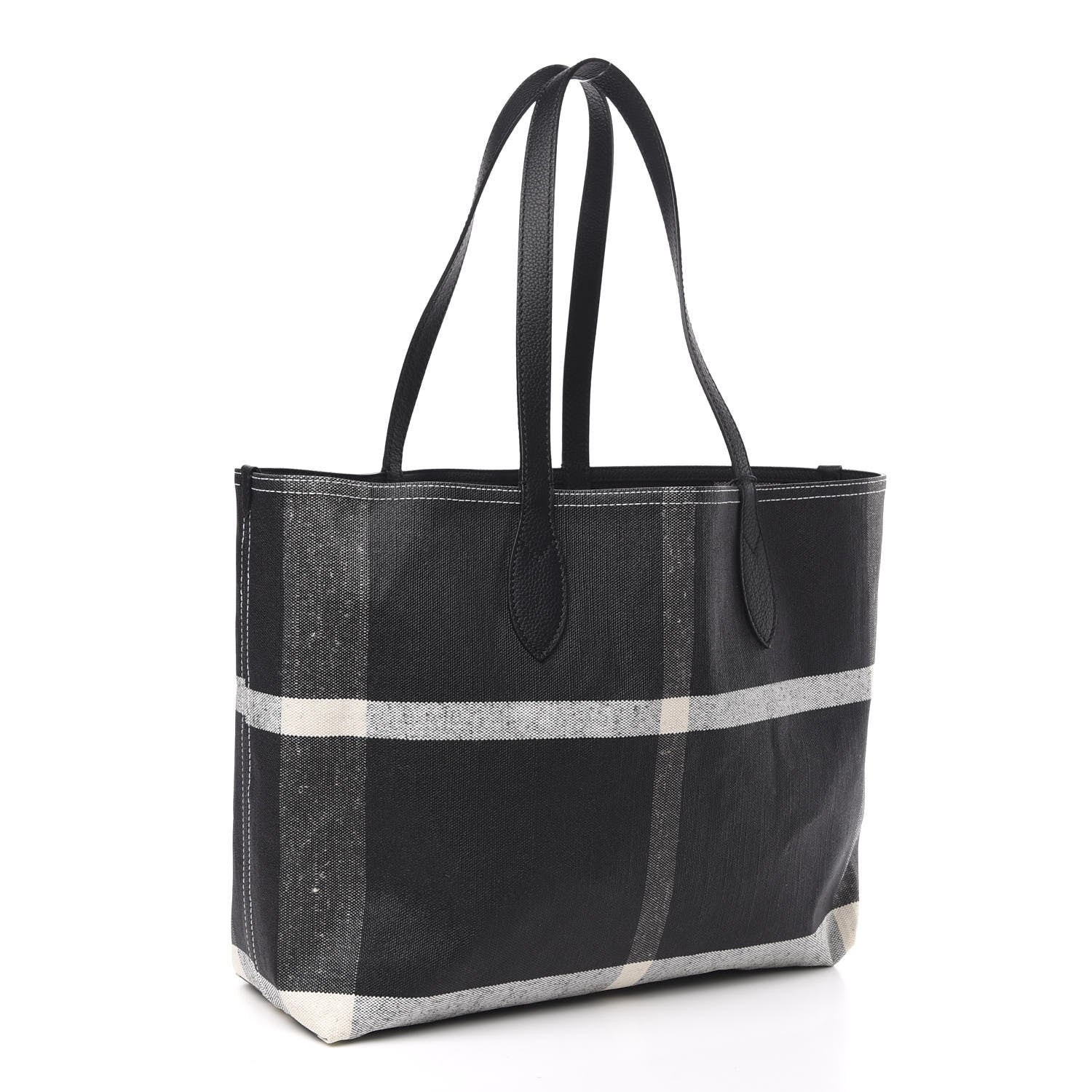 Burberry Coated Canvas Mega Check Medium Doodle Tote Black White 3 of 12