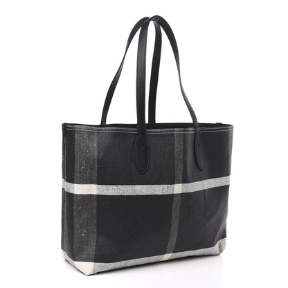 Burberry Coated Canvas Mega Check Medium Doodle Tote Black White 3 of 12