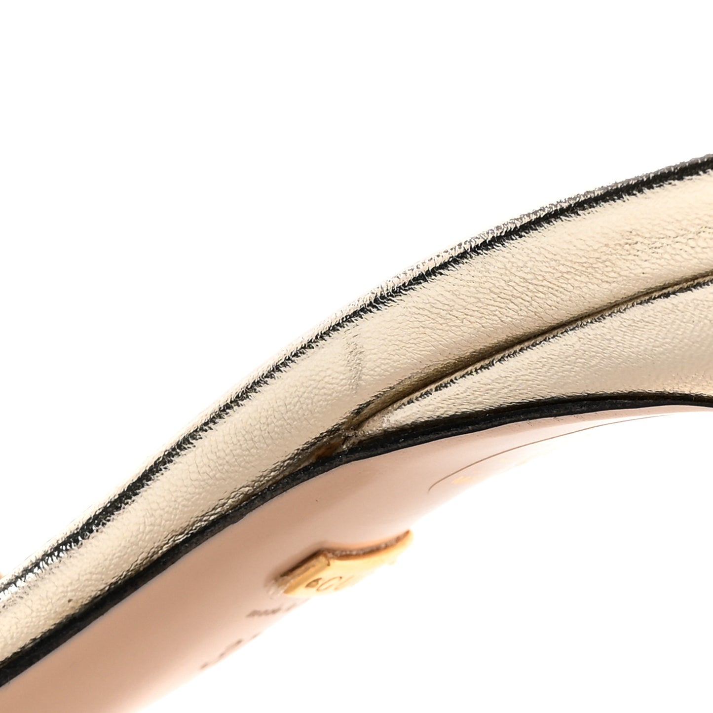 Metallic Nappa Dora Tiger Head Mid Heel Slide Sandals 37 Gold