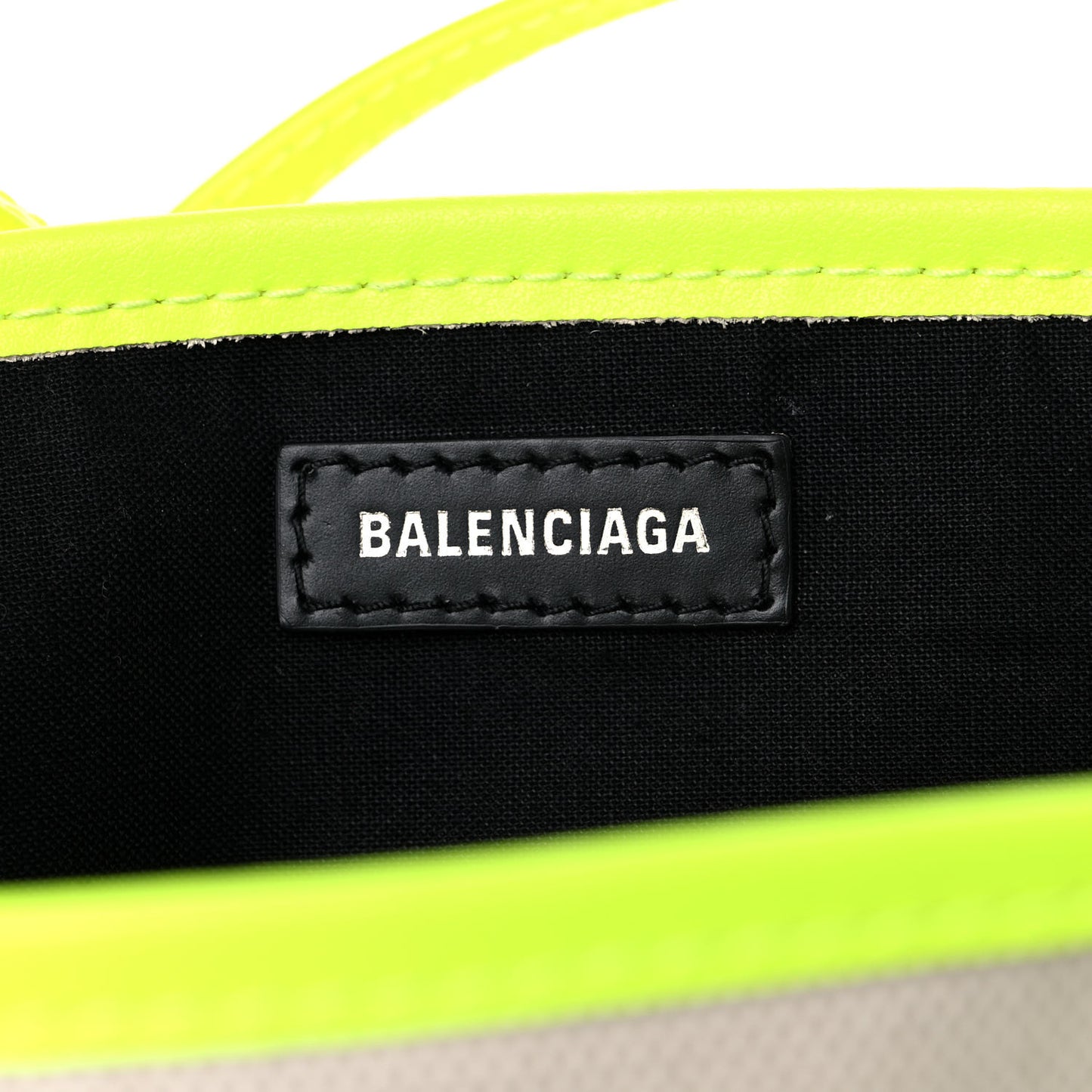 Cotton Canvas Satin Calfskin Navy Cabas XS Natural Fluo Yellow