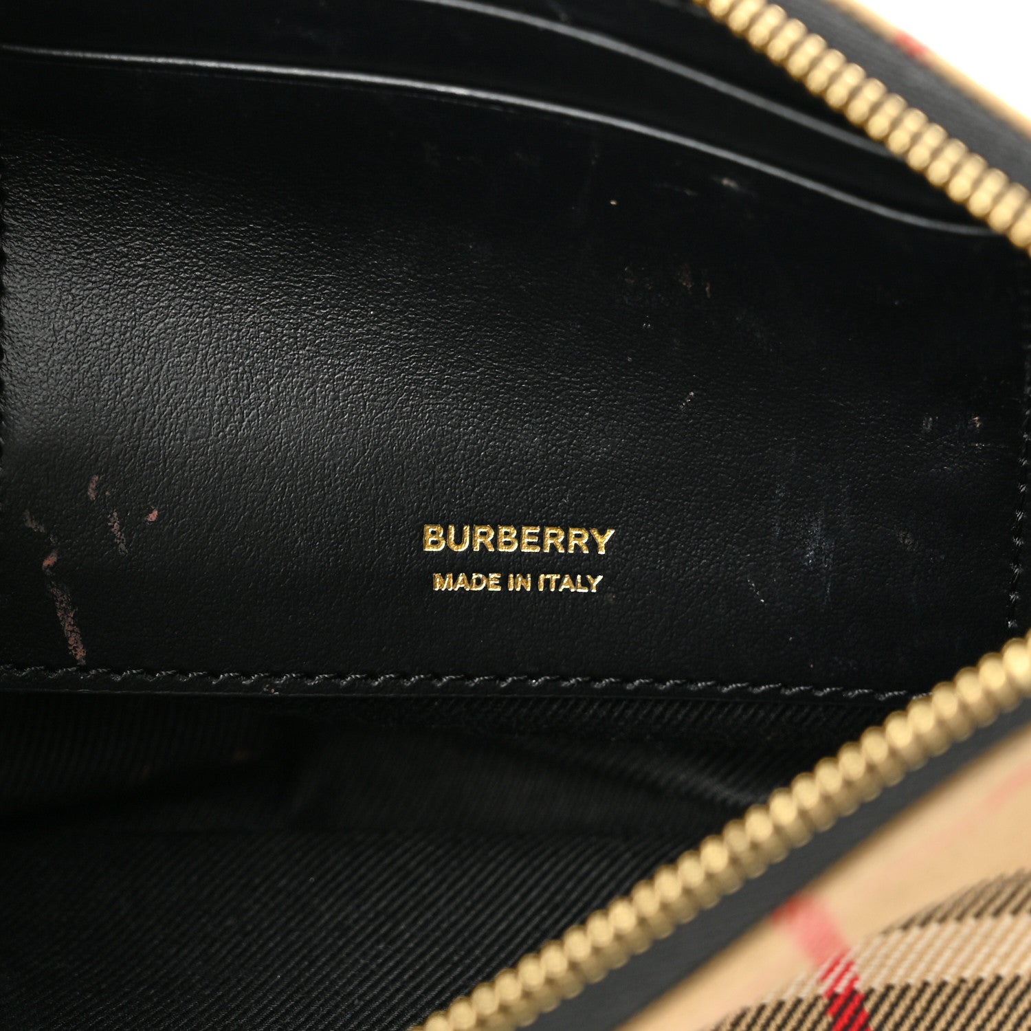 Burberry Vintage Check Calfskin Olympia Slim Pouch Archive Beige