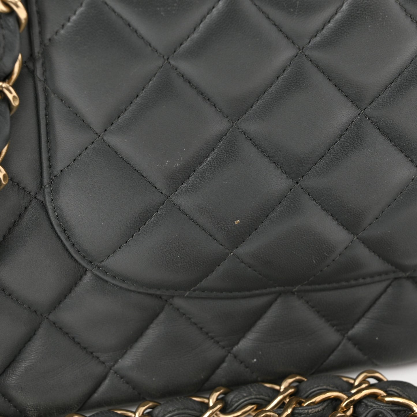 Caviar Quilted Jumbo Double Flap Dark Grey
