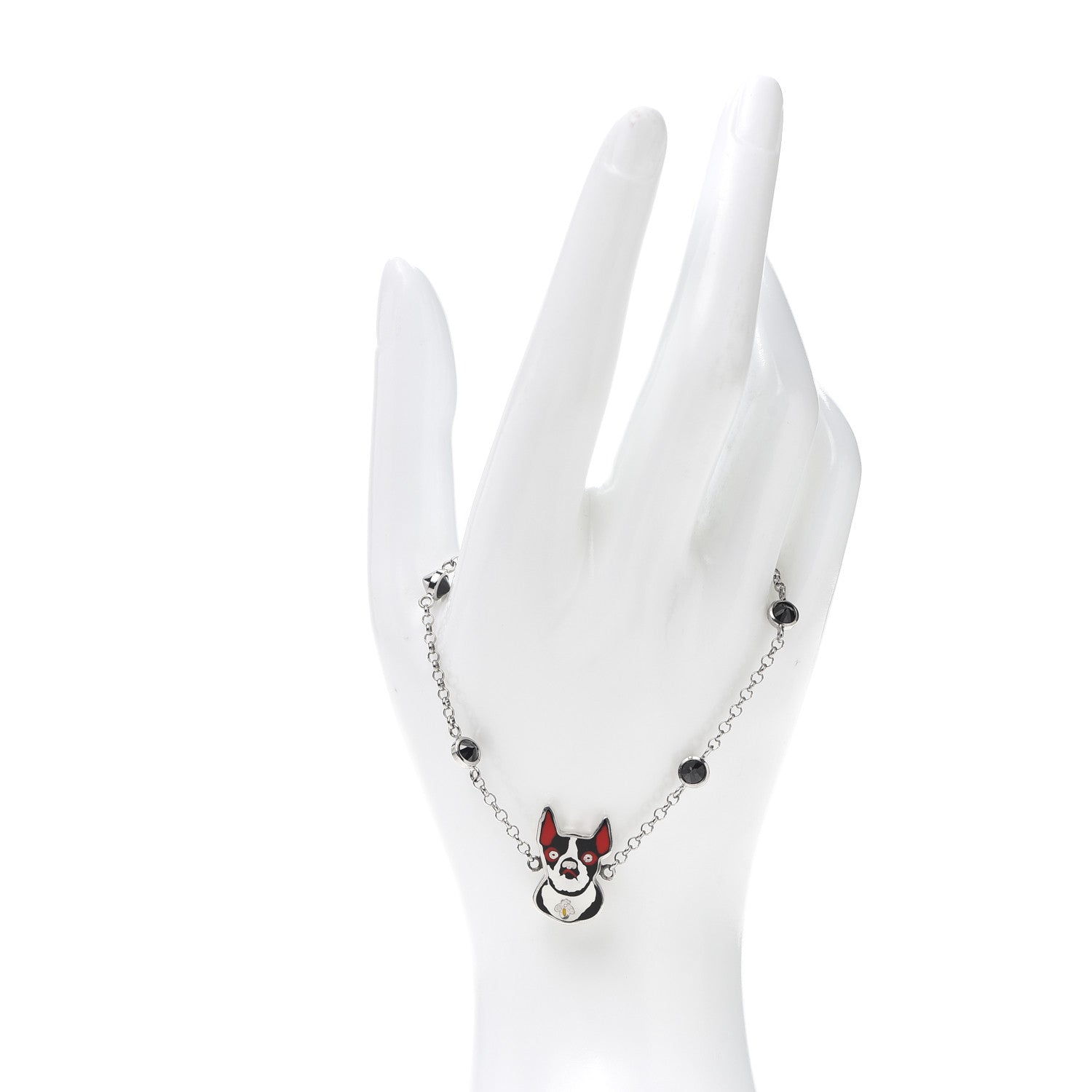 Gucci Sterling Silver Black Spinel Enamel Orso Bracelet 2 of 5