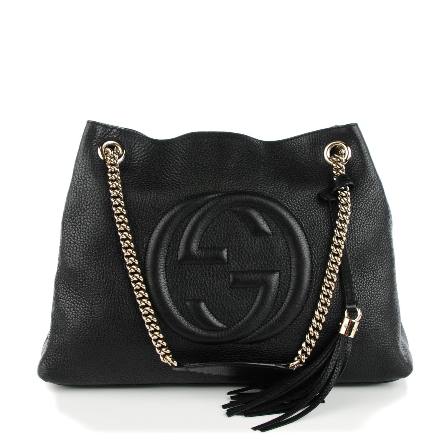 Gucci Pebbled Calfskin Medium Soho Chain Shoulder Bag Black 1 of 7
