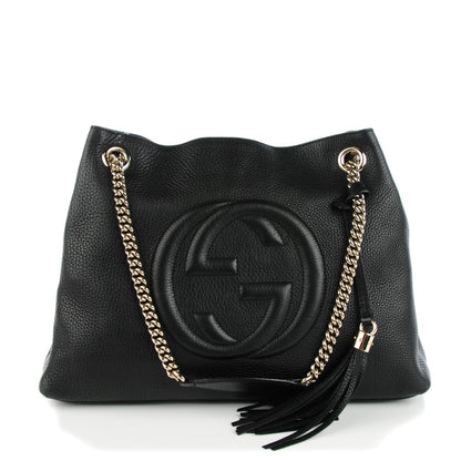 Gucci Pebbled Calfskin Medium Soho Chain Shoulder Bag Black 1 of 7