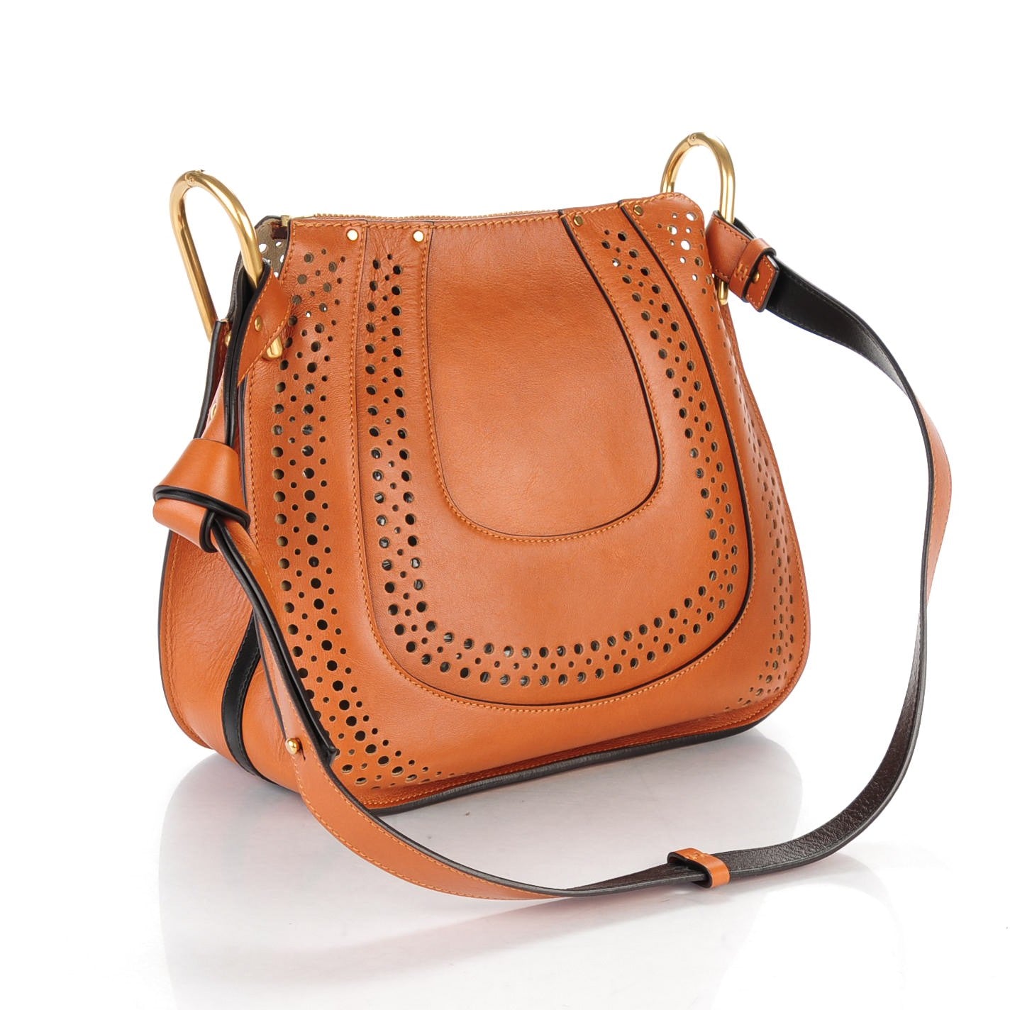 Chloe Calfskin Perforated Small Hayley Hobo Caramel 2 of 12