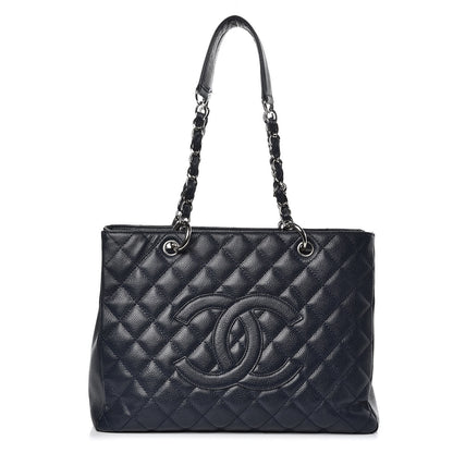 Chanel Caviar Quilted Grand Shopping Tote GST Navy Blue 1 of 14