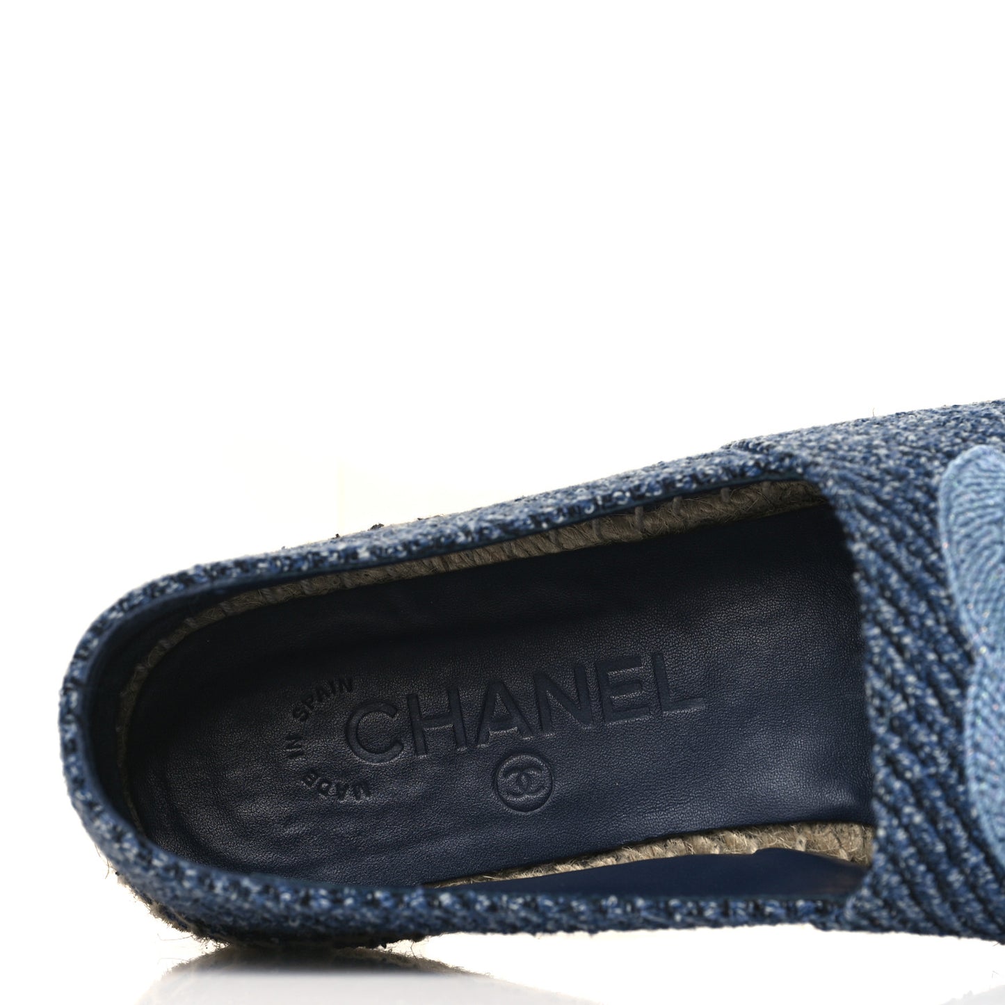 Cotton Tweed CC Espadrilles 36 Blue Ecru Black