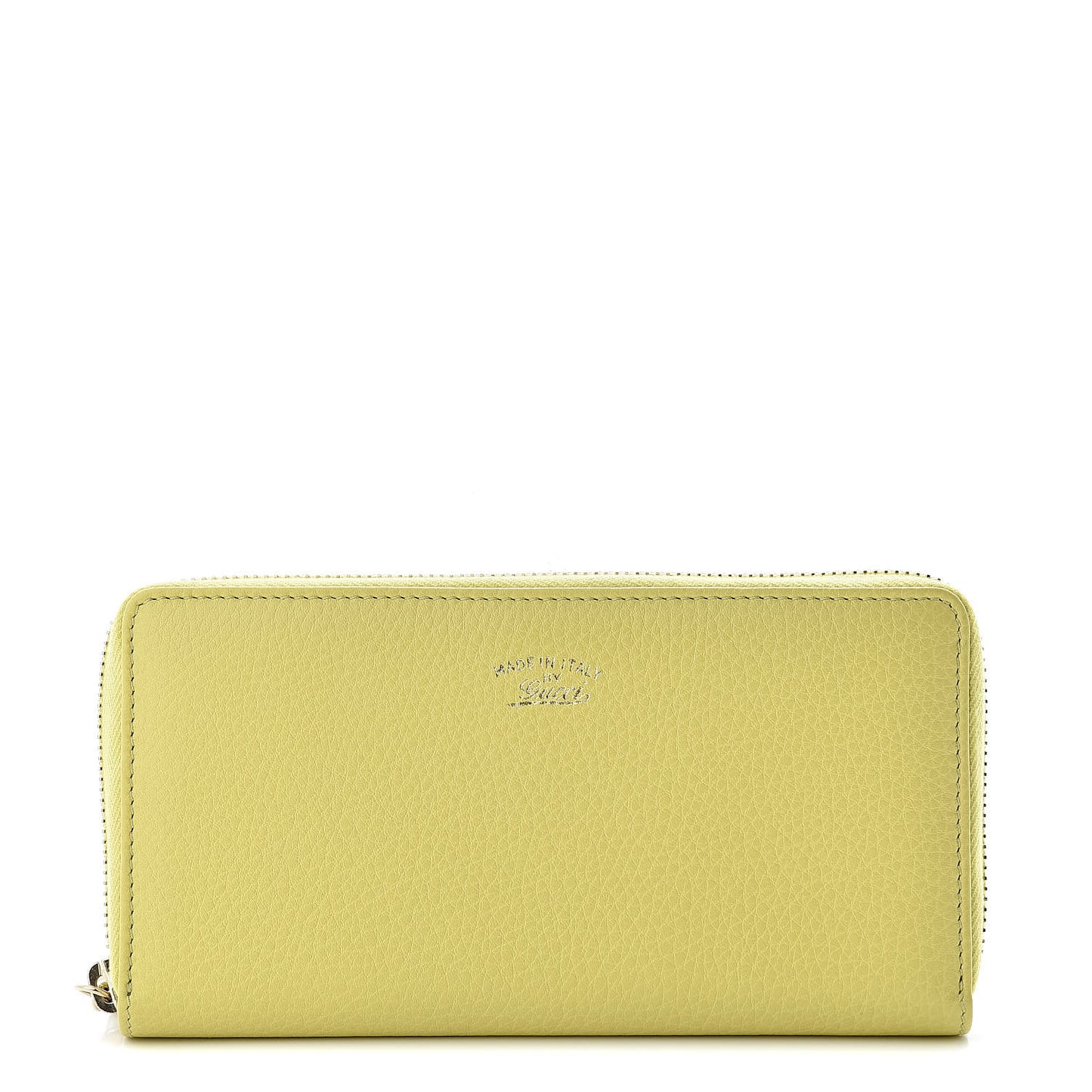 Pebbled Calfskin Bamboo Tassel Zip Around Wallet Citrus