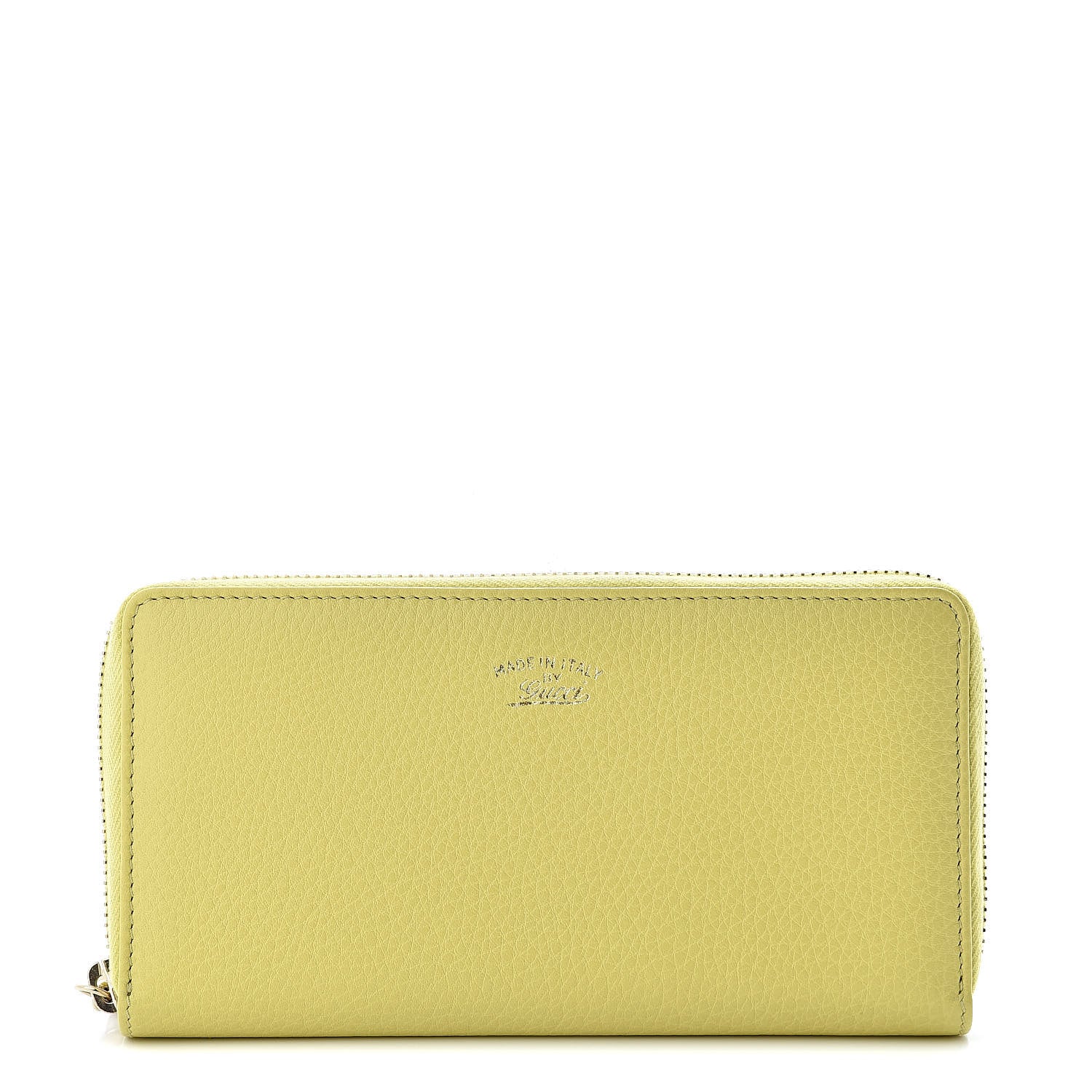 Gucci Pebbled Calfskin Bamboo Tassel Zip Around Wallet Citrus 1 of 8