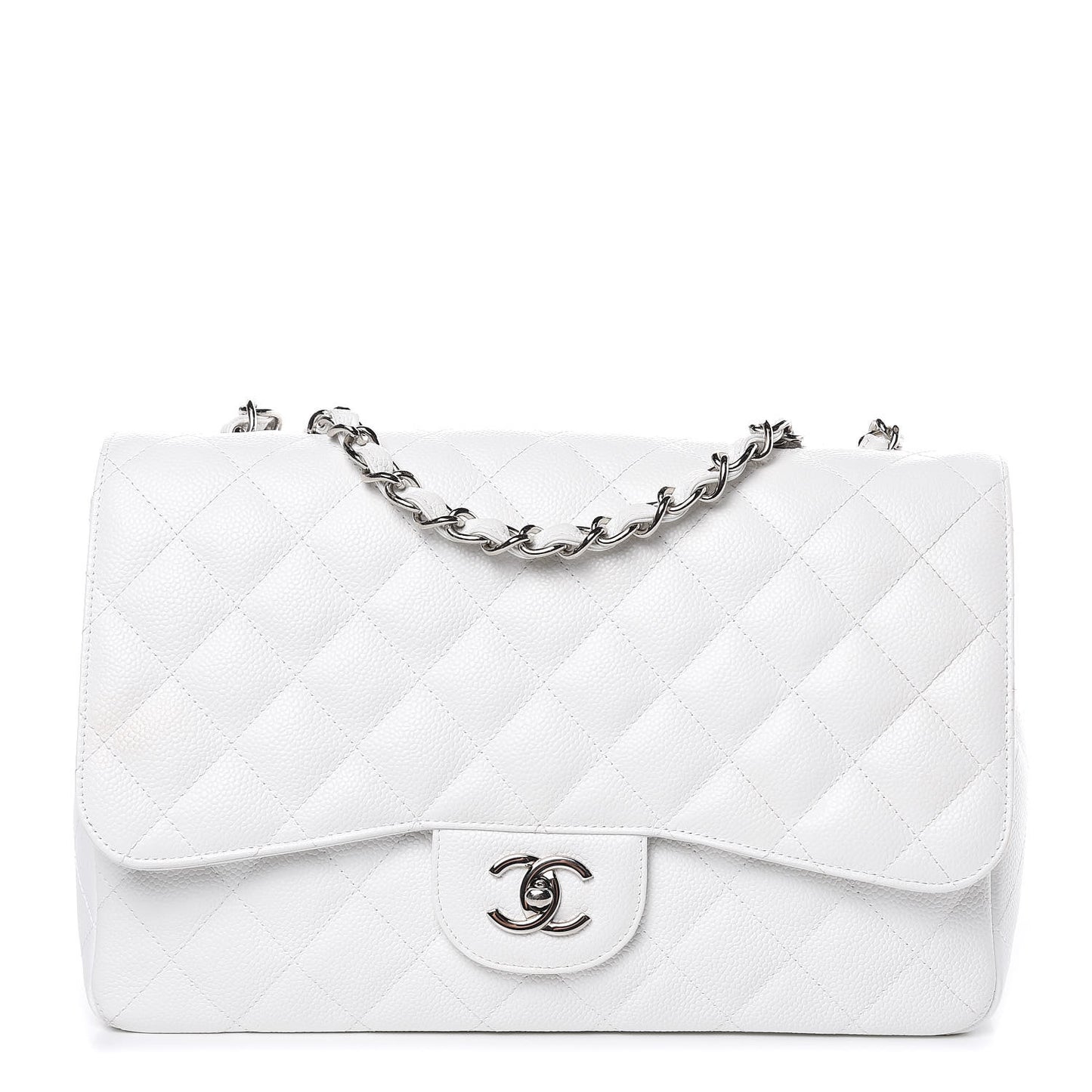 Caviar Quilted Jumbo Single Flap White
