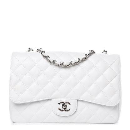 Chanel Caviar Quilted Jumbo Single Flap White 1 of 11